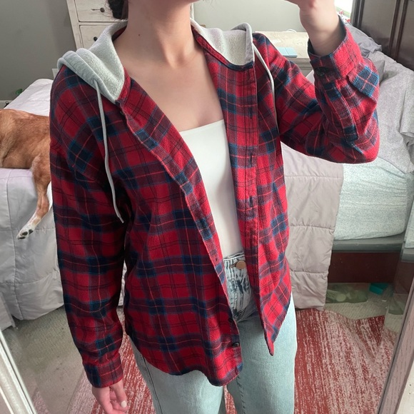 BDG Red Plaid Women's Jacket with hood - Picture 1 of 7